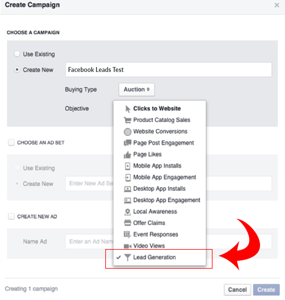 Facebook lead-annonce som den ser ud i nyhedsstrømmen